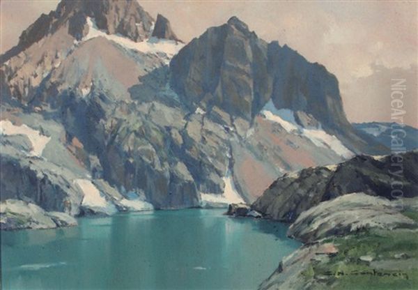 Lac De Montagne (lac Cornu) Oil Painting by Charles Henry Contencin