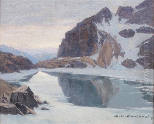 Lac De L'eychauda Oil Painting by Charles Henry Contencin