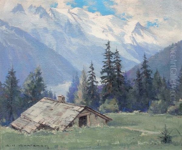 Col Des Montets (chamonix) Oil Painting by Charles Henry Contencin