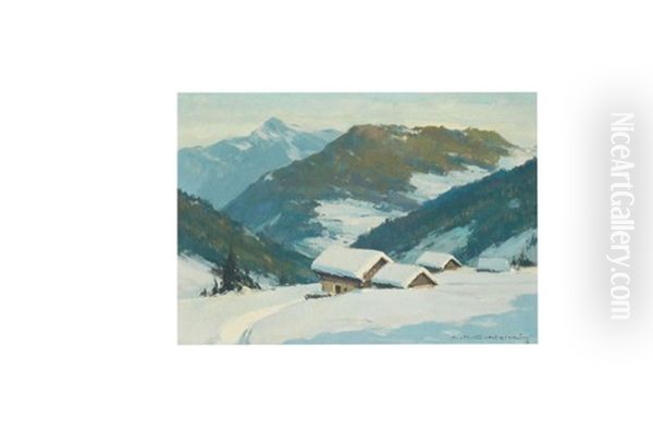 Areche Et Le Mont Oil Painting by Charles Henry Contencin