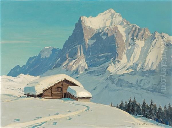 Hiver A Grindelwald Oil Painting by Charles Henry Contencin