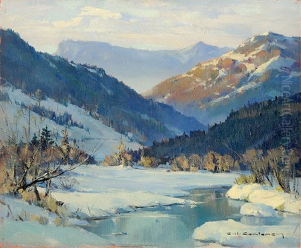Les Contamines Oil Painting by Charles Henry Contencin