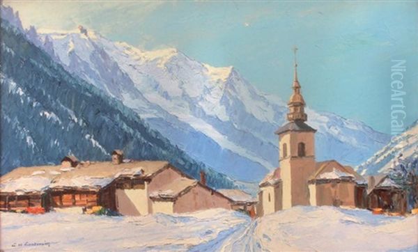 Neige A Argentieres Oil Painting by Charles Henry Contencin