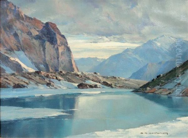 Matinee Au Lac De Lauvitel Oil Painting by Charles Henry Contencin