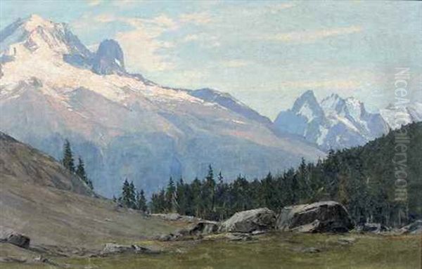 Col Des Montets Oil Painting by Charles Henry Contencin
