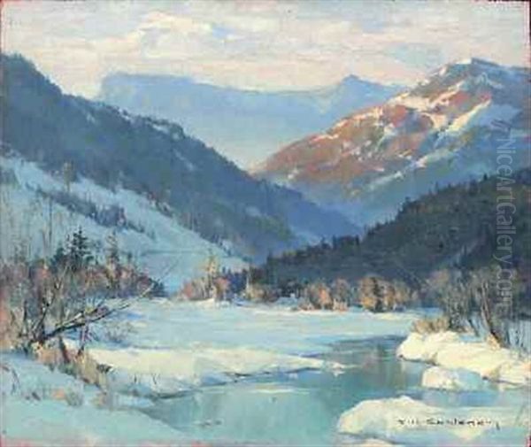 Ruisseau En Montagne Oil Painting by Charles Henry Contencin