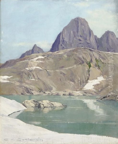 Lac Noir Et Le Pouce Oil Painting by Charles Henry Contencin
