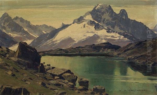 Lac Blanc Oil Painting by Charles Henry Contencin