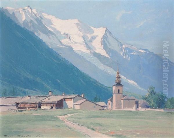 Argentieres Et Le Mont-blanc Oil Painting by Charles Henry Contencin