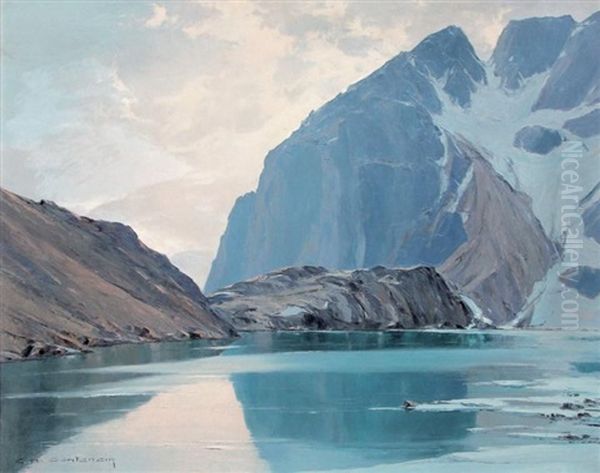 Le Lac De L'eychauda Oil Painting by Charles Henry Contencin