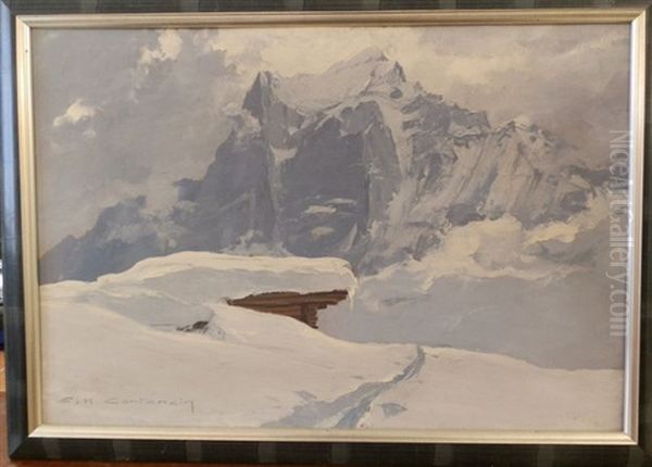 Chalet En Montagne Oil Painting by Charles Henry Contencin