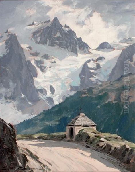 La Meije Et L'oratoire Du Chazelet Oil Painting by Charles Henry Contencin