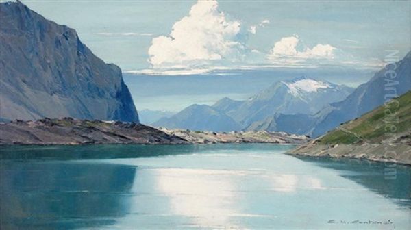 Le Lac Lovitel Oil Painting by Charles Henry Contencin