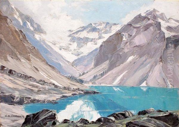 Le Lac Lovitel-oisans Oil Painting by Charles Henry Contencin