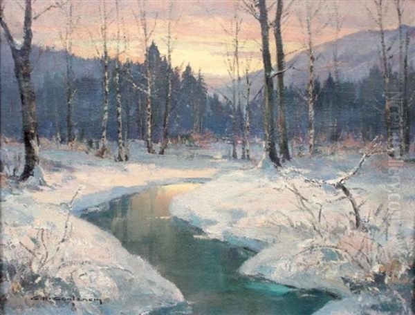 Ruisseau En Hiver Oil Painting by Charles Henry Contencin