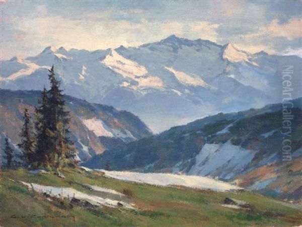 Derniere Neige En Savoie Oil Painting by Charles Henry Contencin
