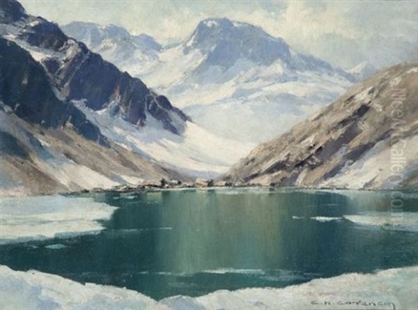 Le Lac Cottepens, Les Sept-laux, Massif De Belledonne Oil Painting by Charles Henry Contencin