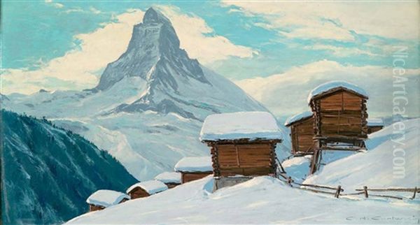 Findeulen En Hiver Oil Painting by Charles Henry Contencin