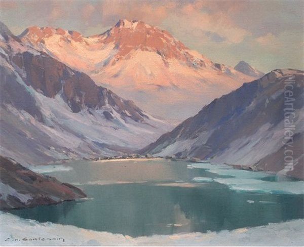 Soir Au Sept Laux Oil Painting by Charles Henry Contencin