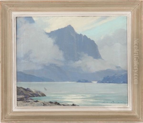 Winter Mountain Scene Oil Painting by Charles Henry Contencin