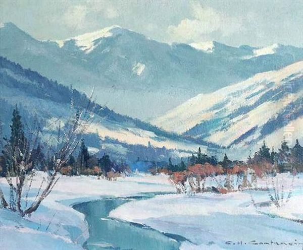 Environs D'allevard Oil Painting by Charles Henry Contencin