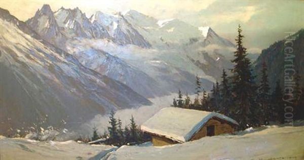 Mont Blanc, Chamonix Oil Painting by Charles Henry Contencin