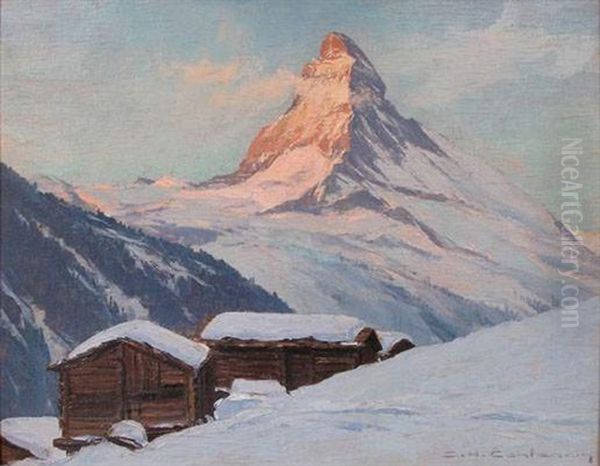 Funder Leis Et Le Cervin Oil Painting by Charles Henry Contencin