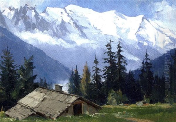 Chalet Des Posettes, Mt Blanc Oil Painting by Charles Henry Contencin