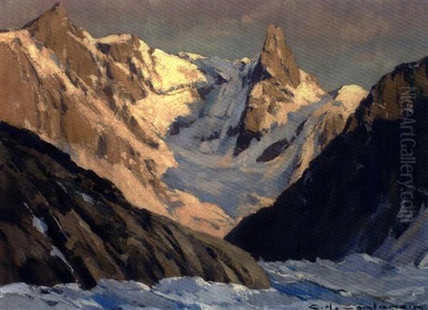 Aiguilles Et Glacier Oil Painting by Charles Henry Contencin