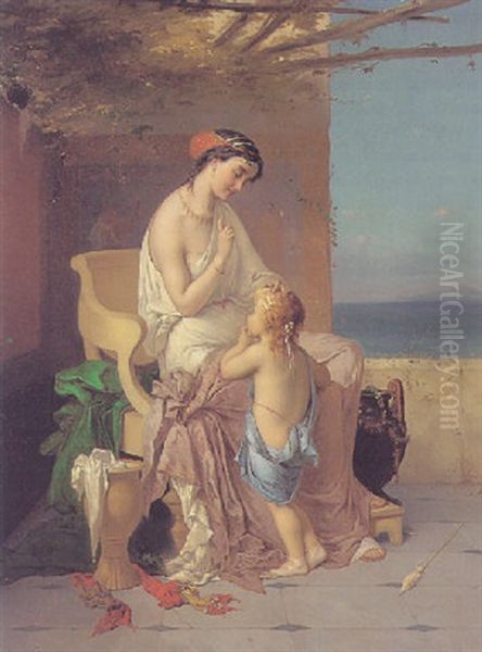 The Lesson Oil Painting by Pierre Olivier Joseph Coomans