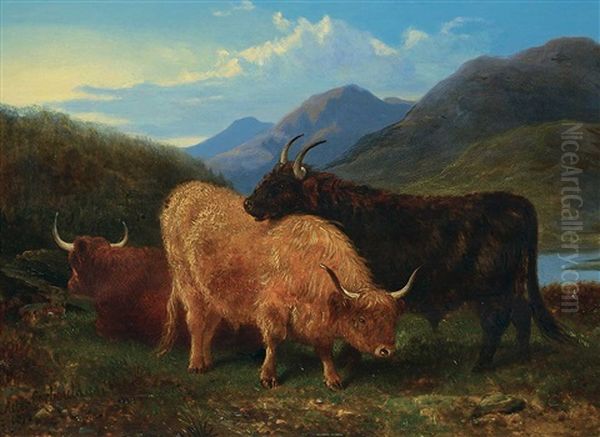 In The Highlands Oil Painting by Aster R. Chantrey Corbould