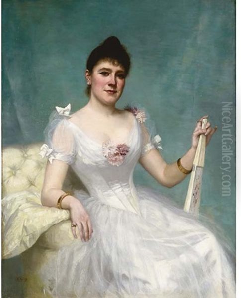 Giovane Signora Con Ventaglio Oil Painting by Vittorio Matteo Corcos