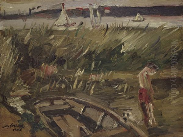 Kahn Im Schilf Am Muritzsee Oil Painting by Lovis Corinth