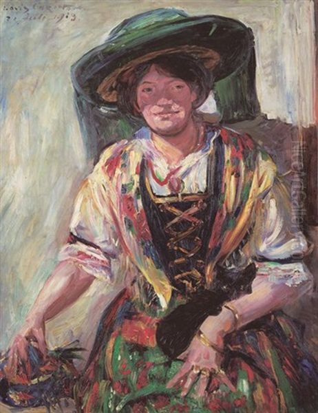 Tirolerin Mit Katze Oil Painting by Lovis Corinth