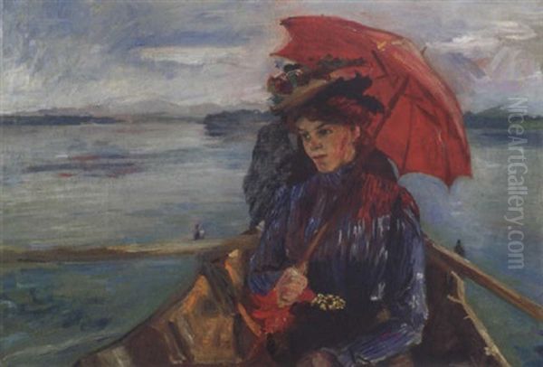 Fraulein Heck (im Boot Auf Dem Starnberger See) Oil Painting by Lovis Corinth