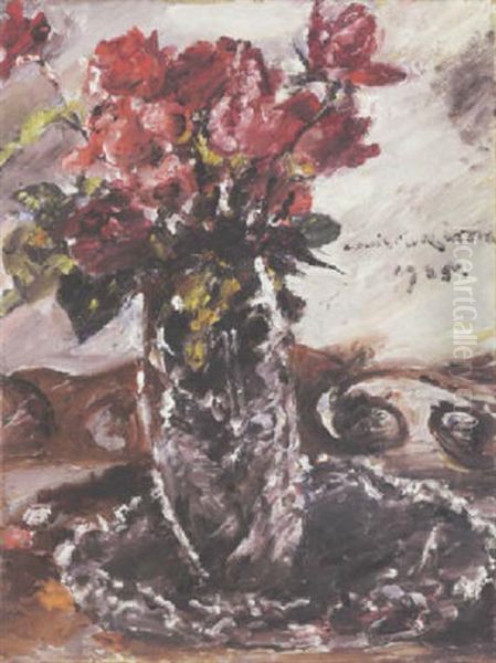 Rote Rosen Oil Painting by Lovis Corinth