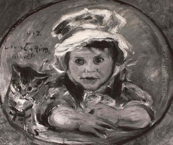 Wilhelmine Mit Katze Mizelonde Oil Painting by Lovis (Franz Heinrich Louis) Corinth