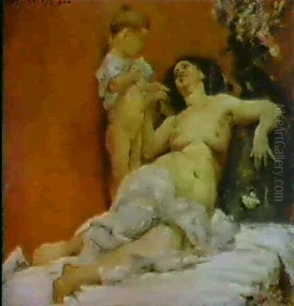 Mutter Und Kind Oil Painting by Lovis (Franz Heinrich Louis) Corinth