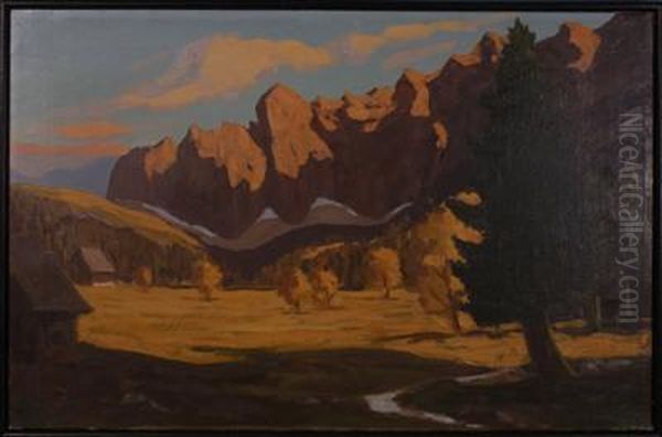 Karwendel Oil Painting by Max Angerer