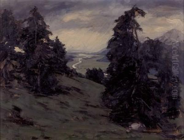 Blick Uber Das Inntal Bei Schwaz Oil Painting by Max Angerer