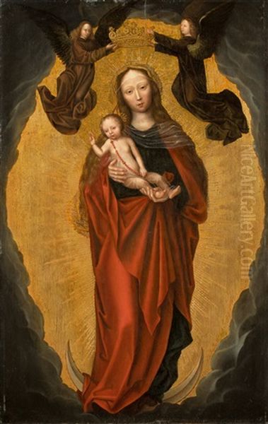 Madonna With Child On A Crescent Moon Oil Painting by Albert Cornelis