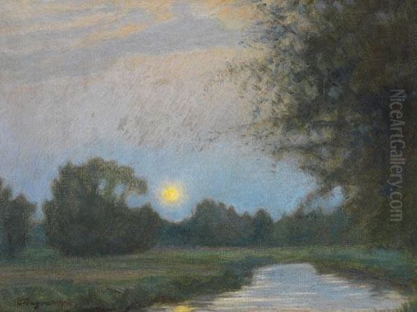 Abend An Der Wumme Oil Painting by Hermann Angermeyer