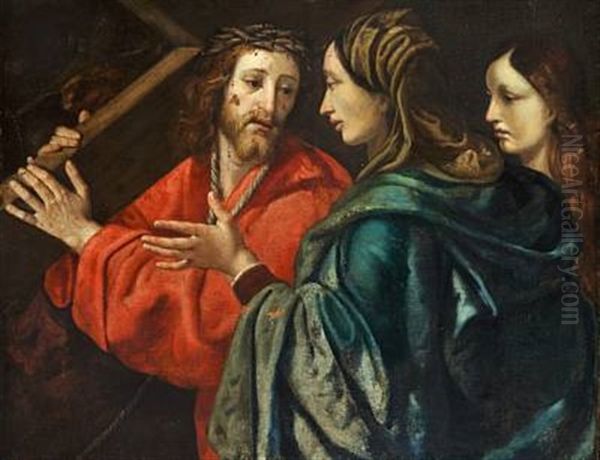 Jesus Carrying The Cross To Golgatha Accompanied By Mary And Mary Magdalene Oil Painting by  Correggio