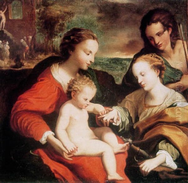 The Mystic Marriage Of St. Catherine Oil Painting by  Correggio