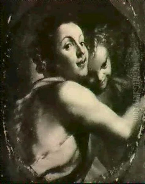 Head Of John The Baptist And Putto Oil Painting by Antonio Allegri da Correggio