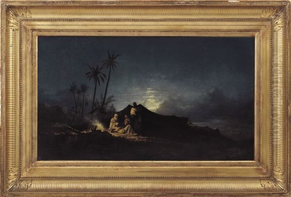 Notturno, Accampamento Nell'oasi Oil Painting by Hermann David Solomon Corrodi