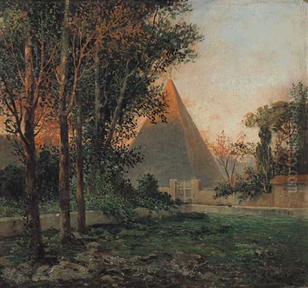 Piramide Cestia Oil Painting by Hermann David Salomon Corrodi
