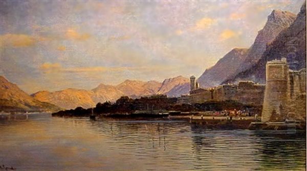 Fortress On The Coast Oil Painting by Hermann David Solomon Corrodi