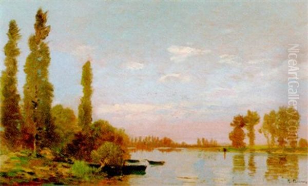 Abendliche Flusslandschaft Oil Painting by Hermann David Salomon Corrodi