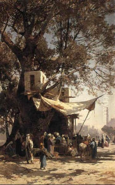 On The Market Square, Bikstra Oil Painting by Hermann David Solomon Corrodi